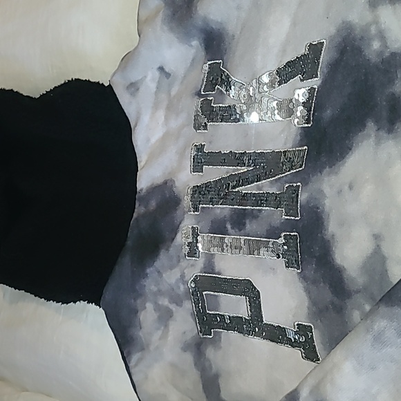 RARE PINK Victoria's secret black and white sequin reversible zip up - Picture 10 of 16